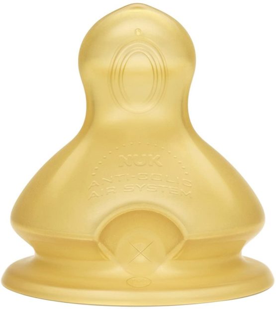 NUK First Choice Latex Teat, for a Natural Feeling When Drinking, Orthodontic Shape, Size 6 (0-6 Months) Pack of 2