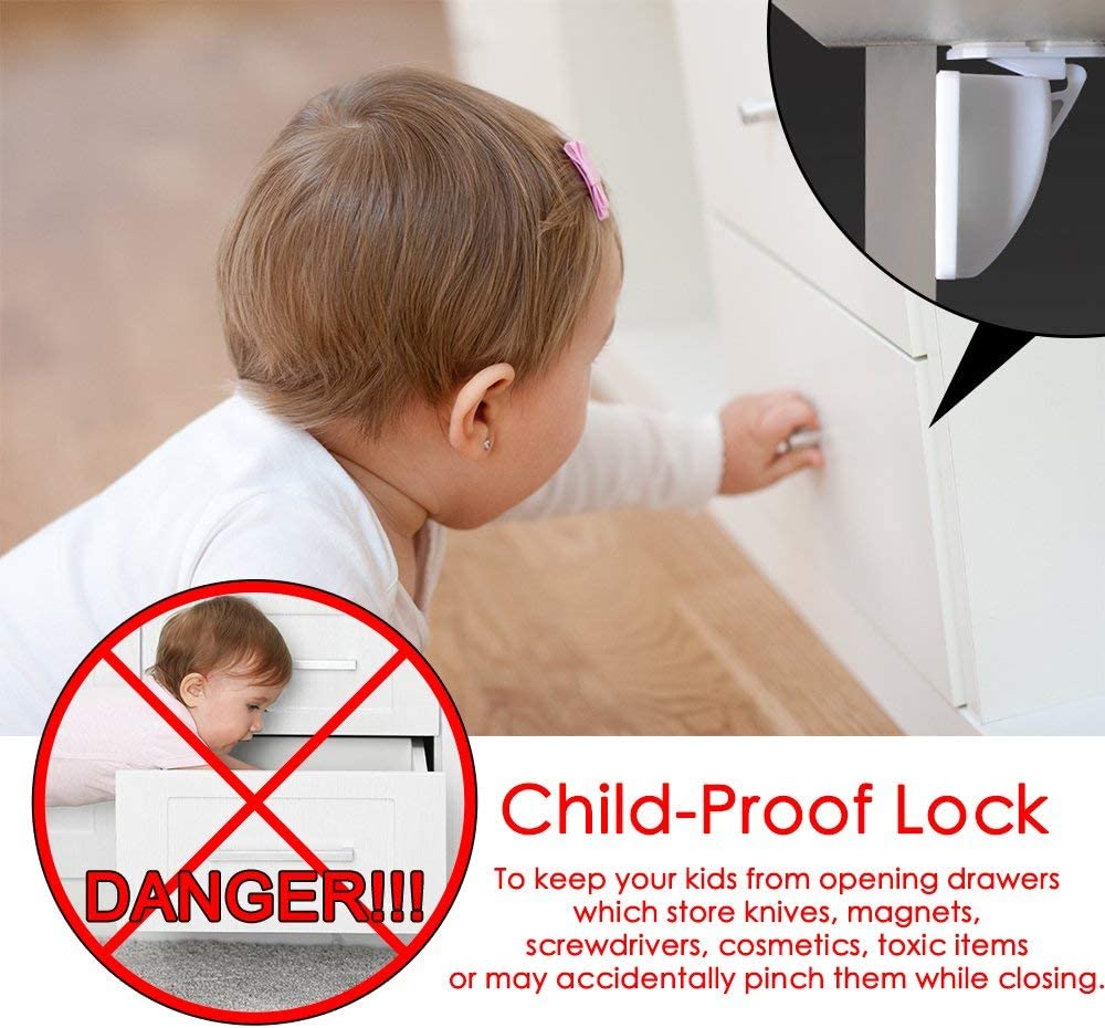 Baby Safety Locks, Mini Multifunction Latch Child Safety Latches for Kitchen Drawers
