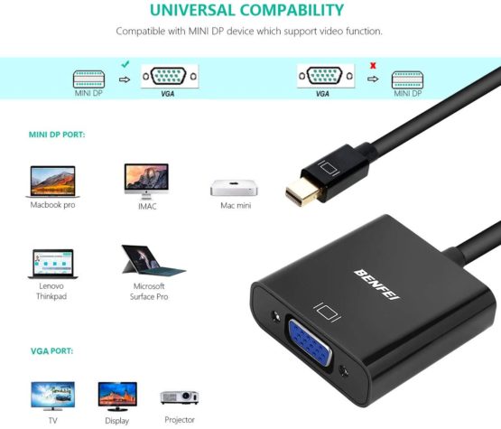 Mini DisplayPort to VGA 2 Pack, Benfei Mini DP Display Port to VGA (Thunderbolt Compatible) Male to Female Adapter for ThinkPad SurfacePro PC - Image 2