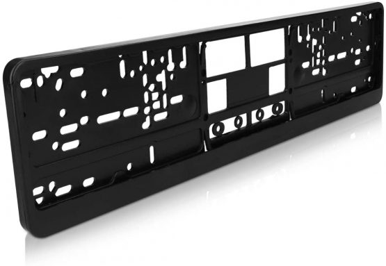 Navaris License Plate Holder - Fits Any Standard UK or EU License Plate - Car Registration License Number Plate Holder Frame - Black