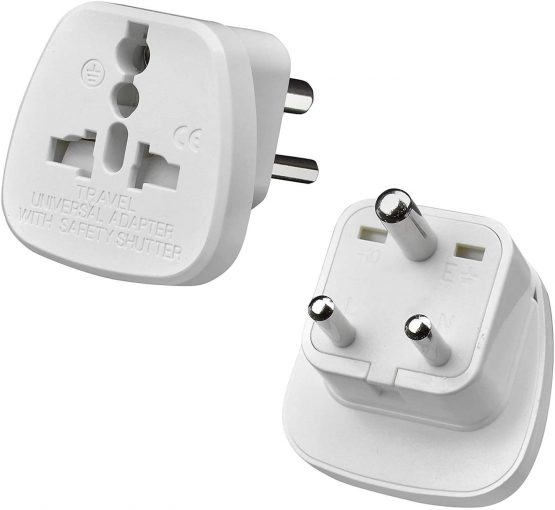 Gadgets Hut UK - 2 x UK to India Travel Adapters, 3 Pin Prong Plugs for Visitor from UK, Europe, USA, Australia to India (Pack of 2)