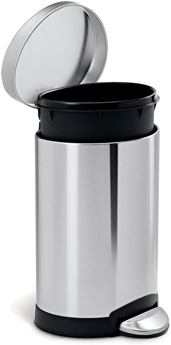 simplehuman CW1834CB 6L Semi-Round Pedal Bin, Brushed Stainless Steel, W 22.6cm x H 34.5cm x D 23.6cm - Image 2
