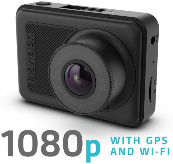 Kitvision Observer Dashcam 1080p Wi-Fi and GPS - Full HD Dashboard Car Camera/Dash Cam with 2.45 Inch Screen, 170° Ultra-Wide Angle, G Sensor Collision Detection, Motion Detect, Parking Mode - Black - Image 2