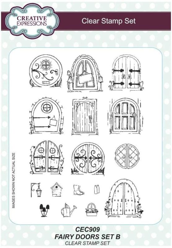 Creative Expressions Fairy Doors B A5 Clear Stamp Set, Grey