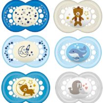 MAM SkinSoft Silicone Soothers 6-16 moths Day & Night, 6 pieces, 3 travel boxes