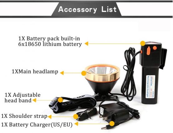 Hunting friends High Power LED Headlamp Rechargeable Headlight Waterproof Head Flashlight Torch for Hunting Fishing Camping (White Light) - Image 3