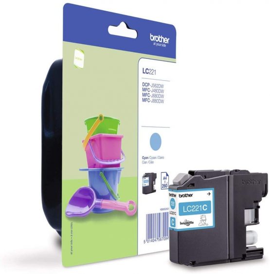 Brother LC-221C Inkjet Cartridge, Cyan, Single Pack, Standard Yield, Includes 1 x Inkjet Cartridge, Brother Genuine Supplies