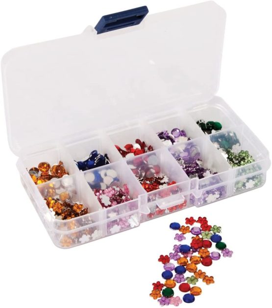Papermania 750-Piece Mini Floral and Stone Gems with Organiser, Multi-Colour
