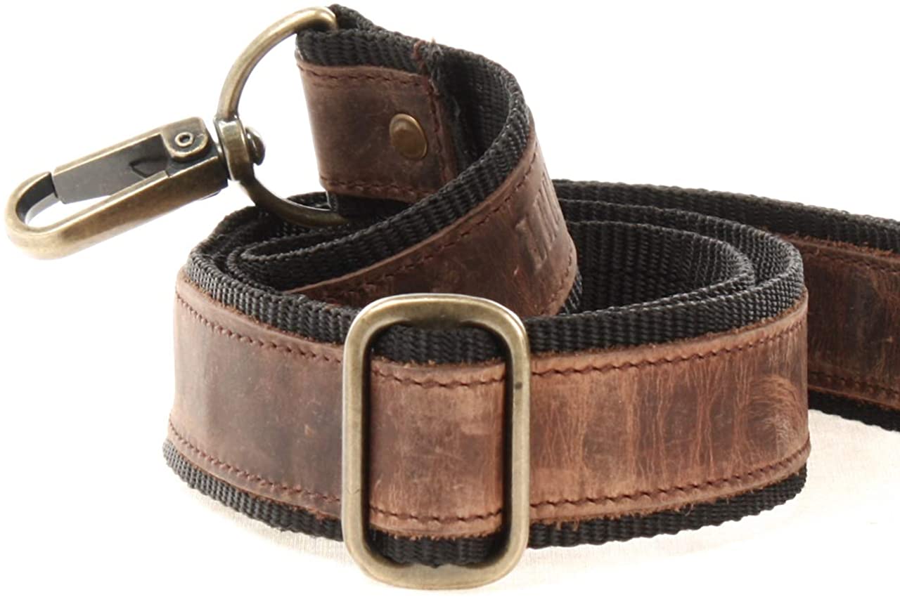 LECONI Carrying Strap Genuine Leather and Nylon Shoulder Strap for your Bag Adjustable in Length for Women + Men 4x150cm mud LEC-R2