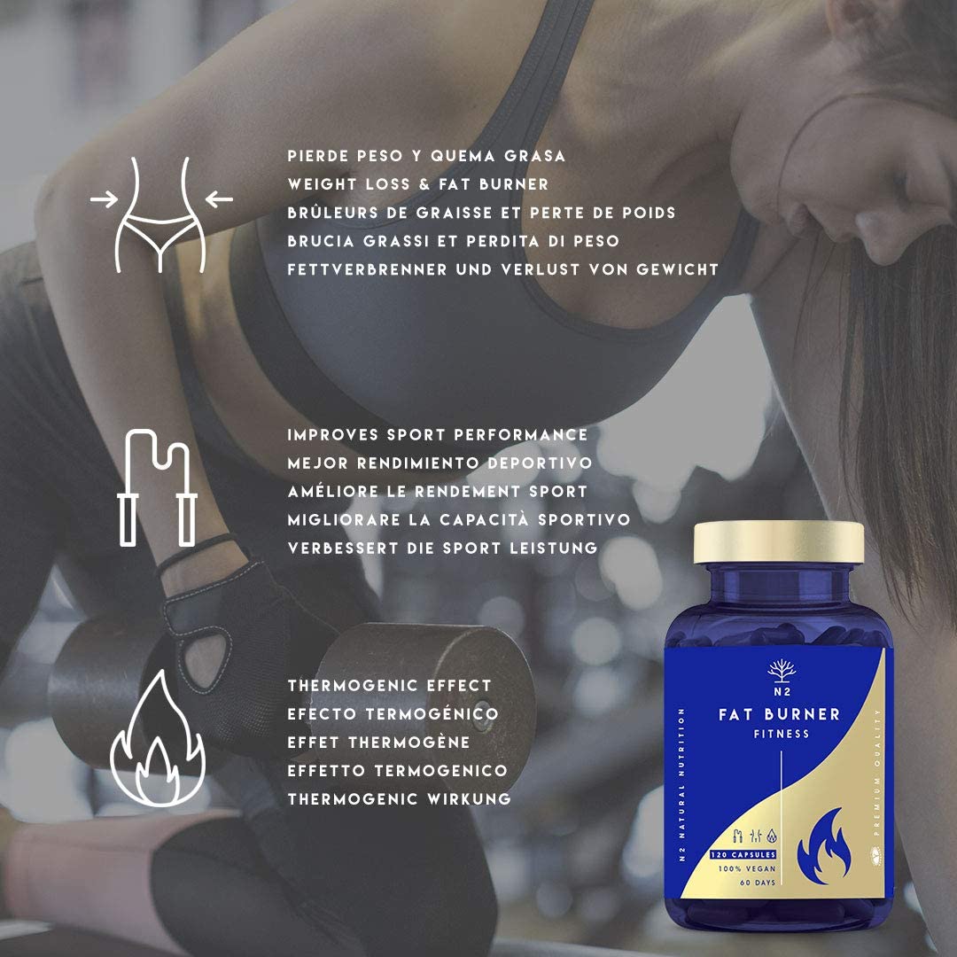 Best Fat Burner for Women and Men Weight Loss. Extreme Natural Thermogenic Slimming Pills. Energy Booster Pure 100% Natural Ingredients. 120 Vegetable Capsules.UK VEGAN Certified. N2 Natural Nutrition - Image 3