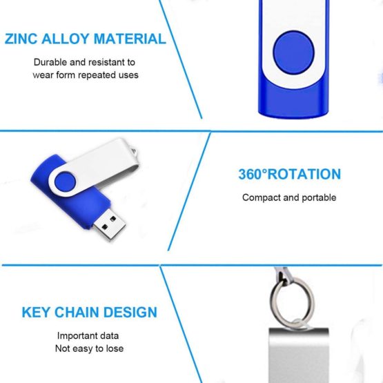 EASTBULL 16GB USB Memory Stick 5Pack 16GB USB Stick Pack Flash Drive Swivel Photo Memory Stick (Mixed Color With Free Lanyard) - Image 2