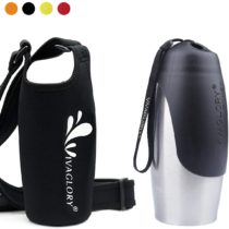 VIVAGLORY 750ml Leak proof Dog Water Bottle with Black Neoprene Bottle Holder for Walking and Hiking