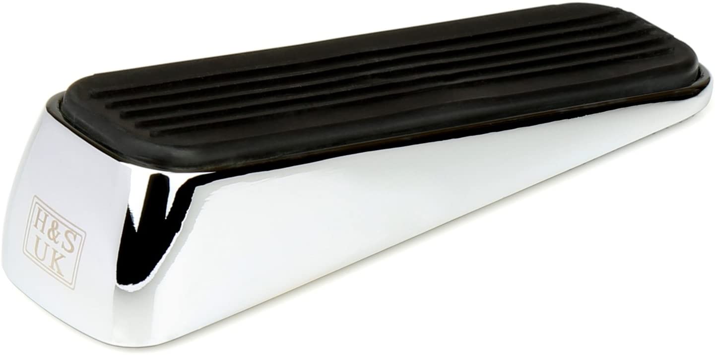 H&S 2 Stainless Steel Door Wedge, Heavy Duty Door Stop, Metal Doorstop Bumper Buffer with Rubber, Wedges Indoors Rubber - Image 2