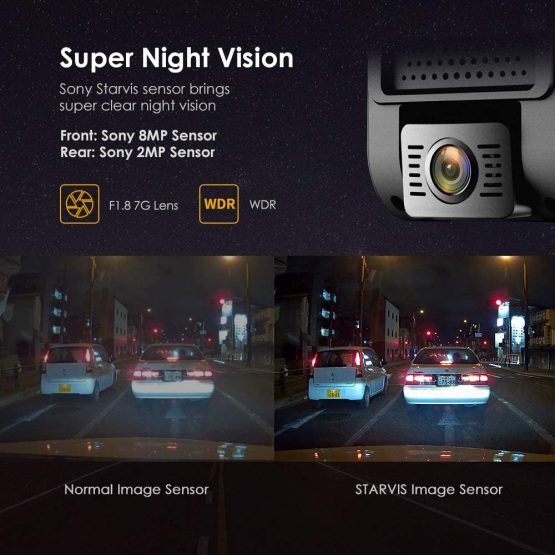 VIOFO 4K Dual Dash Cam A129 Pro Duo 3840 * 2160P Ultra HD 4K Dash Camera Sony 8MP Sensor GPS Wi-Fi, Buffered Parking Mode, G-sensor, Motion Detection, WDR, Loop Recording - Image 3