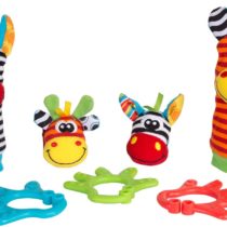 Rotho Babydesign Gift Set Jungle Friends, 7-piece, With Wrist and Ankle Rattles, From 0 Months, Multicoloured, 40190
