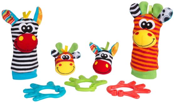 Rotho Babydesign Gift Set Jungle Friends, 7-piece, With Wrist and Ankle Rattles, From 0 Months, Multicoloured, 40190