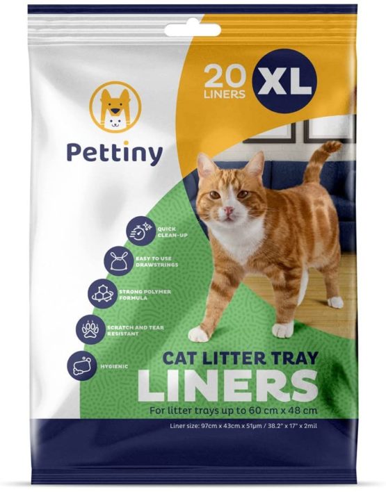 Pettiny 20 XL Cat Litter Tray Liners with Drawstrings Scratch Resistant Bags for Extra Large Litter Box