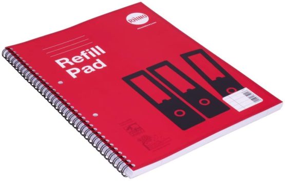 RHINO Stationery A4+ Twinwire Refill Pad | 160 Page | 8mm Ruled with Margin | Red Cover | Notepad | Education Standard Writing Paper