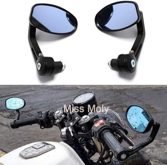 Motorcycle Side Mirror 7/8" 22mm Handlebar Bar End Mirrors for Scooter Cruiser Chopper-Black