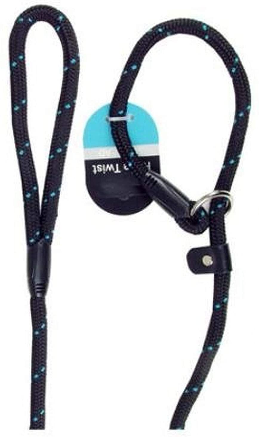 Rosewood Rope Twist Slip Lead, Black/Blue, 64in