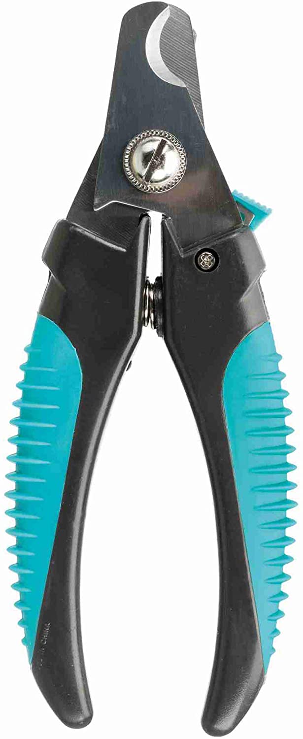 TRIXIE claw scissors for dogs, with safety lock, limitation against excessive shortening, rubberised plastic handle