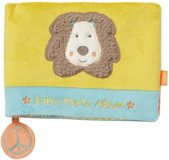 Fehn 066333 Lion Photo Book – Soft Picture Book to Memorise Faces and Learn Names for Babies and Toddlers from Newborns Upwards – Dimensions : 20 X 15 cm