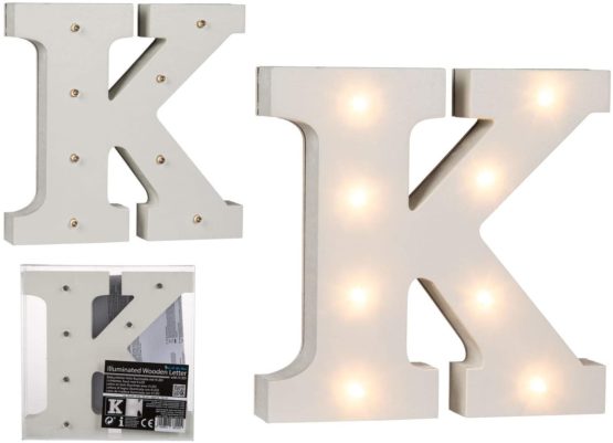 OOTB Illuminated Letter K Light with 8 LED, Wood, White - Image 2