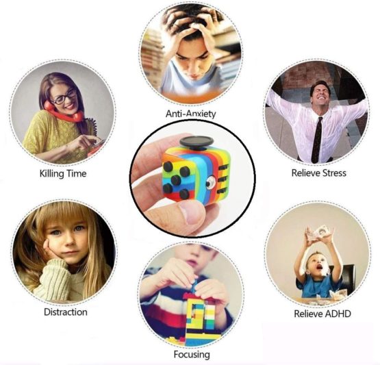 Paochocky Rainbow Fidget Toy Cube Toy with Click Ball, Anti-anxiety Anti-Stress Fidget Toys for Children, Teen, Adult Stress Reliever - Image 3