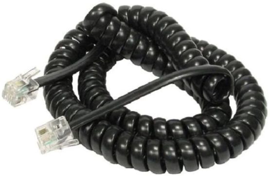 3m meter Replacement Telephone Handset Reciever Curly Stretchy Coiled RJ10 Plug to RJ10 Plug Cable Lead Black By Guilty Gadgets - Image 2