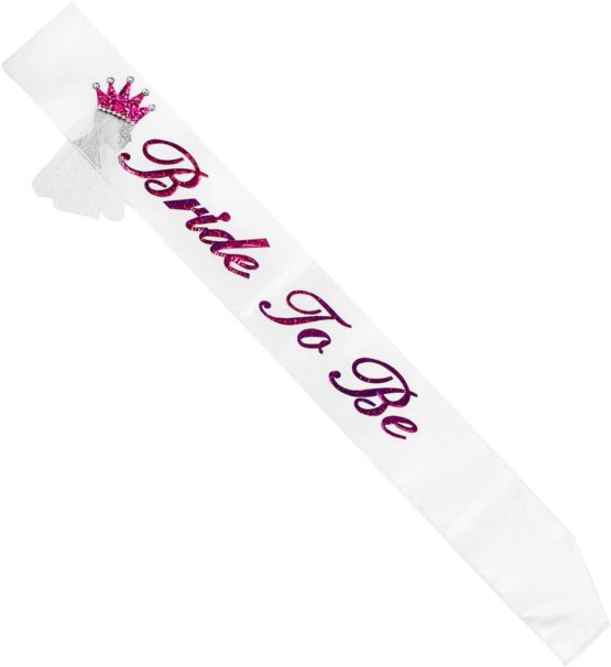 Widmann 09688 Glitter Bride to Be Sash Ladies White