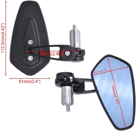 KATUR 7/8Inch 22mm Motorcycle Handlebar End Mirrors Oval CNC Billet Aluminum Bluish Anti-Glare Motorbike Side Rearview Mirror for H arley D avidson H onda Y amaha S uzuki K awasaki Black - Image 3