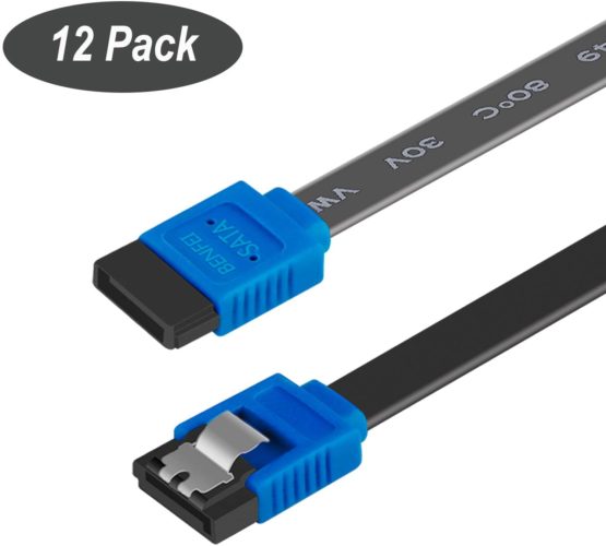 SATA Cable III, Benfei 12 Pack SATA Cable III 6Gbps Straight HDD SDD Data Cable with Locking Latch 18 Inch for SATA HDD, SSD, CD Driver, CD Writer