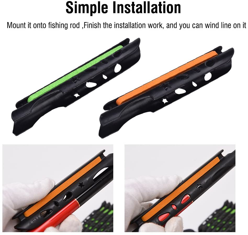 Dilwe Fishing Line Holder, 40 Pcs Portable Durable Bobbin Winder for Fishing Rods 19-22.5mm with Sponge Padding Secure Non-Slip Clip - Image 3