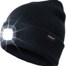 Oumeiou New Warm Bright LED Lighted Beanie Cap Unisex Rechargeable Headlamp Hat Multi-color