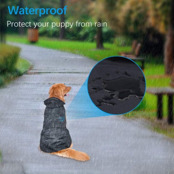 Dog Raincoat with Hood & Collar Hole & Safe Reflective Strips,Ultra-Light Breathable 100% Waterproof Rain Jacket by Zellar for Medium Large breed Dog, Blue 5XL - Image 4