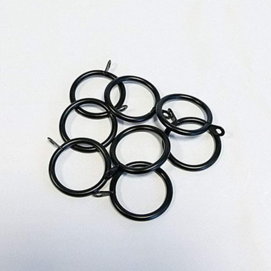 Merriway BH03179 Metal Curtain Drapery Pole Rod Rings with Fixed Eye, Inner Dia.25mm (1 inch) Outer Dia.30mm (1.1/4 inch) - Black, Pack of 8