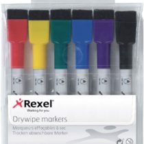 Rexel Dry Erase Markers, Pack of 6, Assorted Colours, 1903792