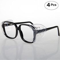 CAREOR Eyeglass Wing, Anti-Slip On Clear Side Shields for Safety Glasses, Safety Glasses Flexible Side Shields- Fits Small/Medium/Large Eyeglasses (DOUBLE HOLE-4 PC-M)