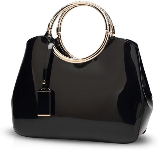 NICOLE&DORIS Handbag Crossbody Top Handle Shoulder Purse Bag Tote Women Satchel Waterproof Bright PU Leather