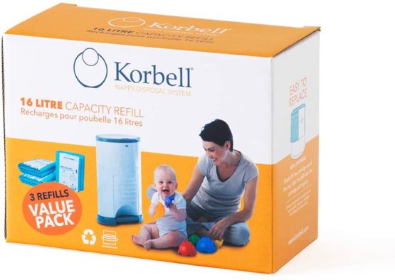 Korbell Nappy Disposal Bin Liners - Standard (16 Litre) - 3 Refills Value Pack