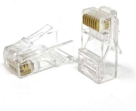 Mr. Tronic 100 RJ45 Ethernet Connectors | 8P8C Crimp Modular Plugs | High-Speed LAN Gigabit Internet Connection | Ideal for Game Consoles, PC, Router, Modem, Switch, TV (100-Piece Pack, CAT6 STP)