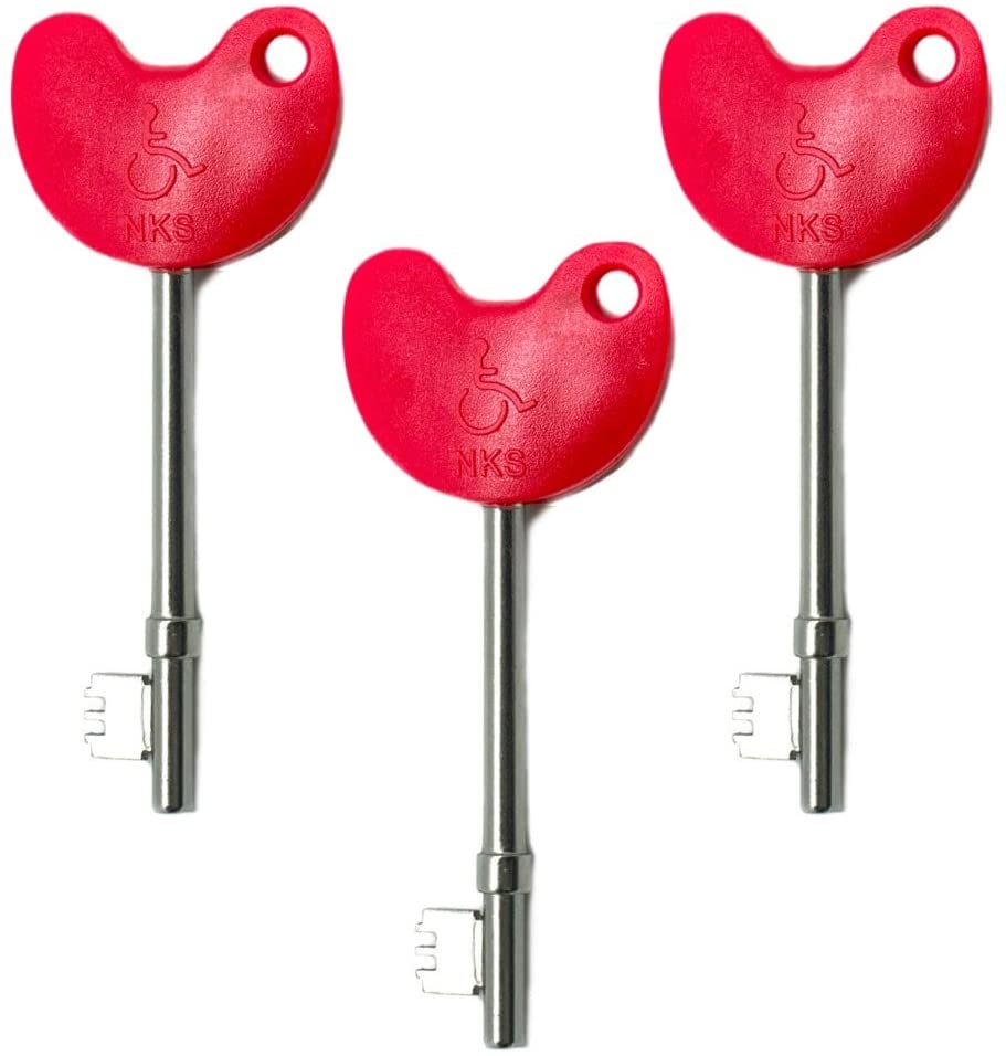 Disabled Toilet Keys 3 Pack for NKS/Radar, Red, 3 Count (Pack of 1)