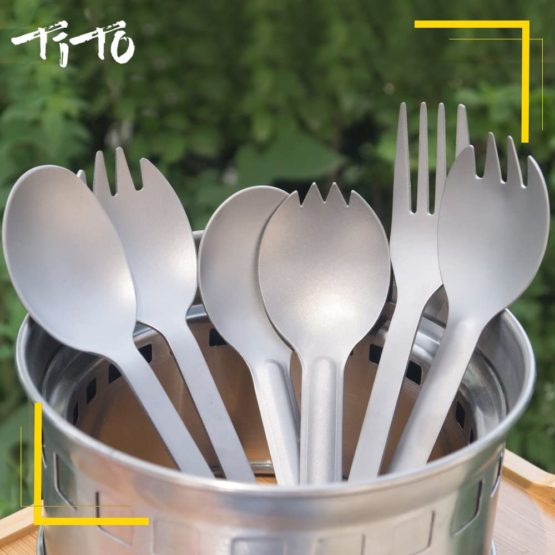 TiTo New Ultralight titanium spork and spoon for outdoor camping only 17g - Image 4