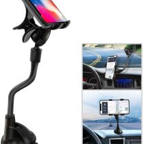 Ipow Upgrade Suction Cup Dashboard Phone Holder Windshield Car Mount Cradle with Strong Gooseneck X-Shaped Double Clamp Compatible with iPhone X / 8(plus) / 7(plus) / 6s / 5 / Samsung S9 S8 S7 etc.