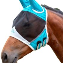 Shires Fine Mesh Fly Mask With Ears - Teal: Small Pony