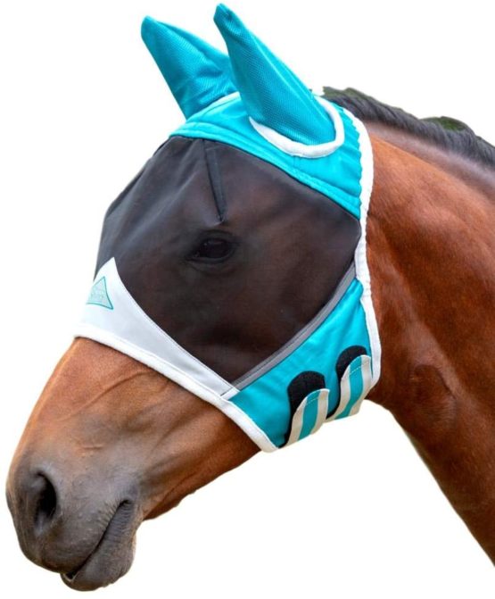 Shires Fine Mesh Fly Mask With Ears - Teal: Small Pony