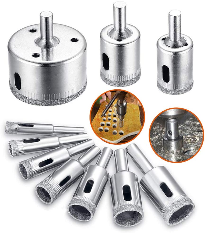 Diamond Drill Bit, Hole Saw Drill Bits Tools Set for Glass/Tile/Ceramic/Marble/Porcelain Cutting