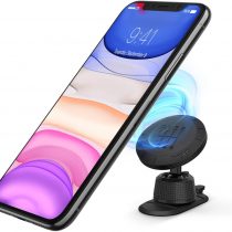Ringke Gear Car Phone Holder [Black] 2 Metal Plates, Universal 360° Rotation Magnetic Dashboard Cradle Mount for All Vehicles, Smartphone, Mobile Phones, GPS