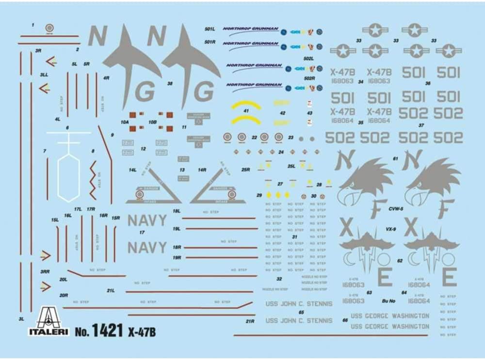 Italeri 1421S - 1:72 X-47B, Building, Stand Model Making, Crafts, Hobby, Gluing, Plastic kit, Unvarnished - Image 3