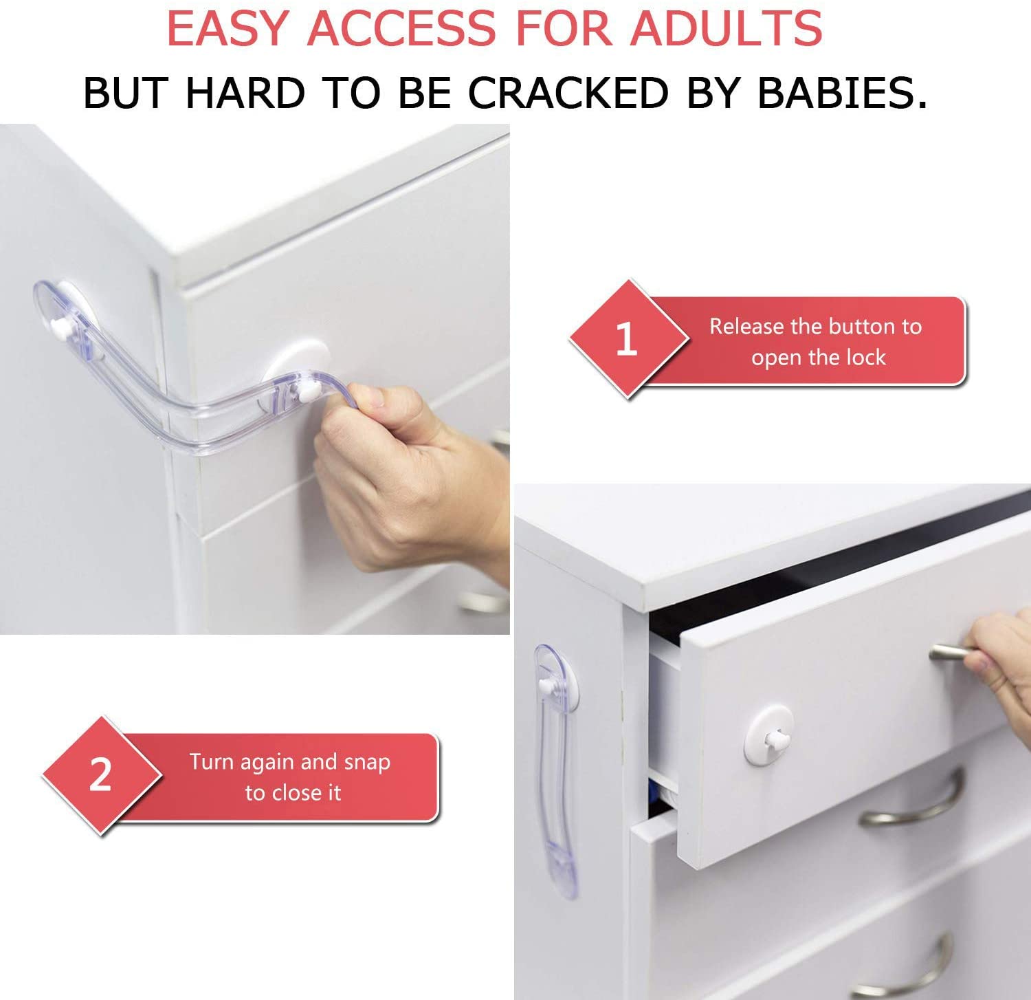 Baby Safety Locks, Mini Multifunction Latch Child Safety Latches for Kitchen Drawers